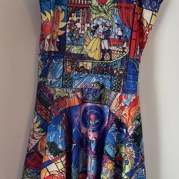 Beauty And The Beast Skater Dress Sz Small Flare - Picture 4 of 6